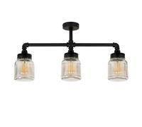 Valuelights Luiggi Ribbed Jar 3 Way Black Ceiling Bar Light Black
