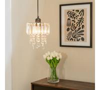 ValueLights | Easy Fit Clear Jewel Lampshade Acrylic Droplet Drum Ceiling Light Shade | Shades & Home Improvements Essential | 200mm Shade Width