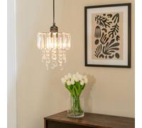 ValueLights | Easy Fit Clear Jewel Lampshade Acrylic Droplet Drum Ceiling Light Shade | Shades & Home Improvements Essential | 20cm Shade Width