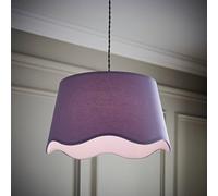 Mabel Linen Large 30cm Scallop Edge with Trim Lamp Shade with Bulb ValueLights Lilac One Size
