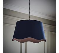 Mabel Linen Large 30cm Scallop Edge with Trim Lamp Shade with Bulb ValueLights Navy One Size