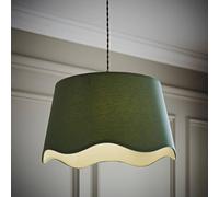 Mabel Linen Large 30cm Scallop Edge with Trim Lamp Shade with Bulb ValueLights Green One Size