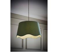 Valuelights Mabel Linen Large 30Cm Scallop Edge With Trim Ceiling Light Lamp Shade In Green Green
