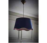 Valuelights Mabel Linen Large 30Cm Scallop Edge With Trim Ceiling Light Lamp Shade In Navy Navy
