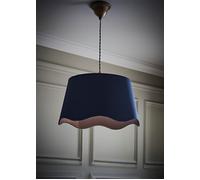 ValueLights Mabel Linen Large 30cm Scallop Edge with Trim Ceiling Light Lamp Shade in Navy ValueLights Navy
