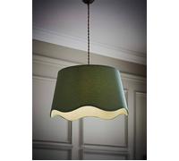 Valuelights Mabel Linen Large 30Cm Scallop Edge With Trim Lamp Shade With Bulb In Green Green