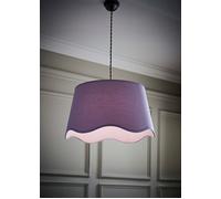 Mabel Linen Large 30cm Scallop Edge with Trim Lamp Shade with Bulb ValueLights Lilac One Size
