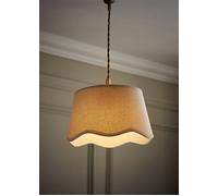 Valuelights Mabel Linen Small 20Cm Scallop Edge With Trim Lamp Shade With Bulb In Natural Natural