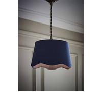 Valuelights Mabel Linen Small 20Cm Scallop Edge With Trim Lamp Shade With Bulb In Navy Navy One Size