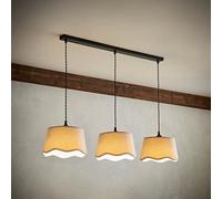 Mabel Natural Linen Scallop 3 Drop Bar Black Diner Ceiling Light ValueLights Natural One Size