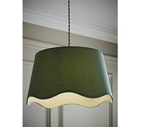 Valuelights Mabel Sage Green Linen Large 30Cm Scallop Edge With Trim Ceiling Light Lamp Shade Green