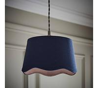 ValueLights | Mabel Small Navy Scallop Edge Linen Lamp Shade and Bulb | Shades, Home Décor & Improvement Essential