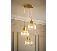 ValueLights Maddison Clear Glass 3 Way Cluster Ceiling Light with Filament Bulbs in Gold ValueLights Gold
