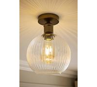Valuelights Maddison Clear Ribbed Glass Globe Shades Flush Ceiling Light In Bronze Bronze One Size