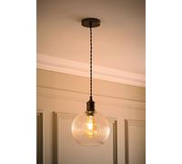Valuelights Maddison Clear Ribbed Glass Shade Brass Ceiling Light & Filament Bulb In Bronze Bronze One Size