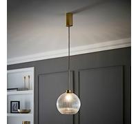 Valuelights Maddison Clear Ribbed Glass Shade Brushed Gold Ceiling Pendant Light