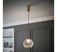 ValueLights | Maddison Clear Ribbed Glass Shade Brushed Gold Ceiling Pendant Light | Shades, Home Décor & Improvement Essential | Includes Full Wired Fitting