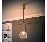 Valuelights Maddison Clear Ribbed Glass Shade Brushed Gold Ceiling Pendant Light With Bulb