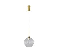 Valuelights Maddison Clear Ribbed Glass Shade Brushed Gold Ceiling Pendant Light With Bulb Clear One Size