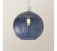 ValueLights | Maddison Navy Blue Ribbed Glass Globe Easy Fit Pendant Lamp Shade | Ceiling Lights, Home Décor & Improvement Essential