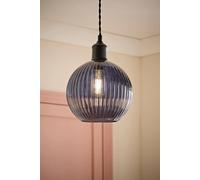 Valuelights Maddison Navy Blue Ribbed Glass Globe Easy Fit Pendant Lamp Shade Navy One Size