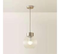 ValueLights | Maddison Ribbed Glass Shade Brushed Chrome Capped Ceiling Pendant Light | Shades, Home Décor & Improvement Essential | Includes Full Wired Fitting