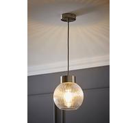 ValueLights Maddison Ribbed Glass Brushed Chrome Cap Ceiling Light