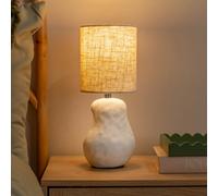 ValueLights | Mae Natural Linen Lamp Shade White Abstract Sandblast Ceramic Table Lamp | Table Lamps, Home Décor & Improvement Essential