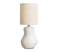 ValueLights | Mae Natural Linen Lamp Shade White Abstract Sandblast Ceramic Table Lamp | Table Lamps, Home Décor & Improvement Essential