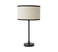 ValueLights | Maeve Black Bobble Table Lamp with with Black Trim Linen Shade with Warm White Bulb
