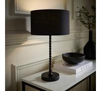 ValueLights | Maeve Black Fabric Drum Lamp Shade Matte Black Bobbin Bobble Table Lamp | Table Lamps, Home Décor & Improvement Essential