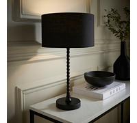 ValueLights | Maeve Black Fabric Drum Lamp Shade Matte Black Bobbin Bobble Table Lamp and Bulb | Table Lamps, Home Décor & Improvement Essential | Light Bulb Included