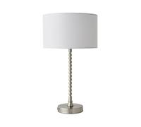 ValueLights Maeve White Drum Lamp Shade Chrome Bobbin Table Lamp & Bulb