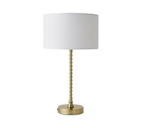 ValueLights Maeve White Drum Lamp Shade Brushed Gold Bobbin Table Lamp