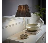 ValueLights Maeve Grey Pleat Faux Silk Shade Chrome Bobbin Table Lamp & Bulb