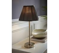 Maeve Dark Grey Pleated Faux Silk Scallop Shade Brushed Chrome Bobbin Table Lamp ValueLights Silver One Size