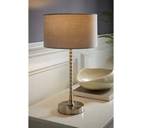 Maeve Fabric Drum Lamp Shade Brushed Chrome Bobbin Bobble Table Lamp ValueLights Grey One Size