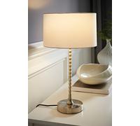 Maeve Fabric Drum Lamp Shade Brushed Chrome Bobbin Bobble Table Lamp ValueLights White One Size