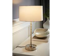 Maeve Fabric Drum Lamp Shade Brushed Chrome Bobbin Bobble Table Lamp ValueLights White One Size