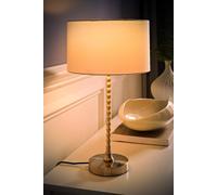 ValueLights | Maeve Brushed Chrome Bobble Table Lamp Base with White Fabric Shade with Warm White Bulb