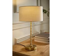 Valuelights Maeve Fabric Drum Lamp Shade Brushed Gold Bobbin Bobble Table Lamp In Natural Natural