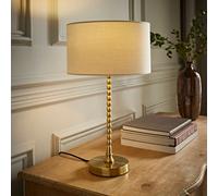 Maeve Fabric Drum Lamp Shade Brushed Gold Bobbin Bobble Table Lamp ValueLights Natural One Size
