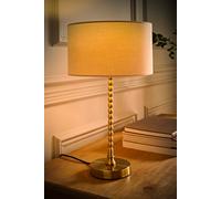 ValueLights Maeve Natural Drum Lamp Shade Gold Bobbin Table Lamp & Bulb