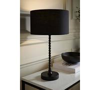 ValueLights Maeve Black Drum Lamp Shade Matte Black Bobbin Table Lamp