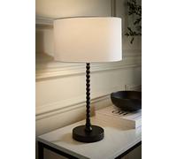 ValueLights Maeve White Drum Lamp Shade Matte Black Bobbin Table Lamp