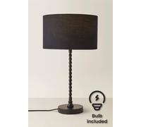 ValueLights | Maeve Black Fabric Drum Lamp Shade Matte Black Bobbin Bobble Table Lamp and Bulb | Table Lamps, Home Décor & Improvement Essential | Light Bulb Included