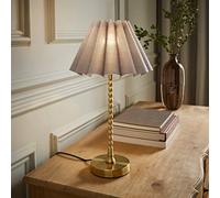 ValueLights Maeve Scallop Pleated Tapered Shade Brushed Gold Bobbin Table Lamp with LED Bulb in Grey ValueLights Grey