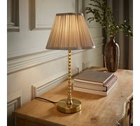 Valuelights Maeve Light Grey Pleat Faux Silk Scallop Shade Gold Bobbin Table Lamp With Bulb