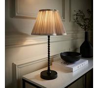 Valuelights Maeve Light Grey Pleated Faux Silk Scallop Shade Black Bobbin Bobble Table Lamp