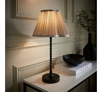 ValueLights | Maeve Light Grey Pleated Faux Silk Scallop Shade Black Bobbin Table Lamp & Bulb | Table Lamps, Home Décor & Improvement Essential | Light Bulb Included